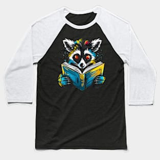 Lemur Reads Book Baseball T-Shirt